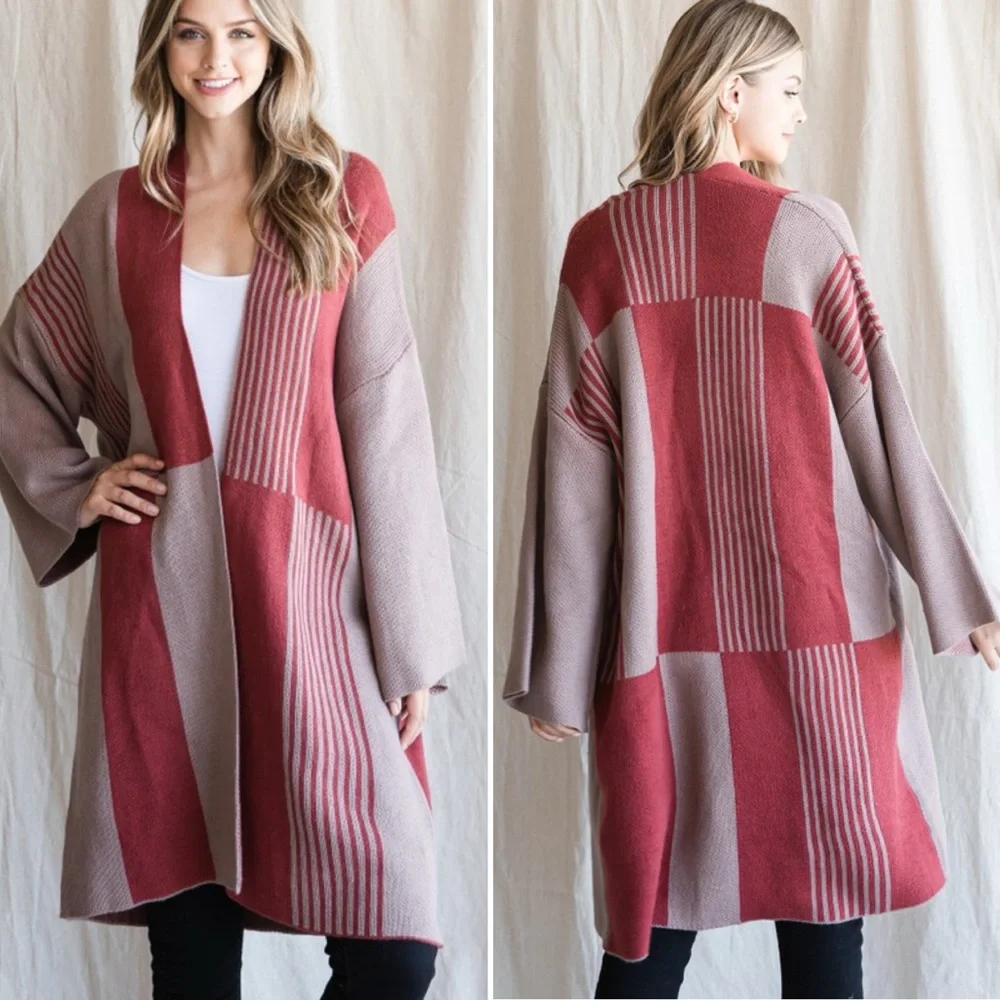 #88 BLOWOUT SALE!New! Boho long stripped Open Cardigan Sweater. - Picture 1 of 1